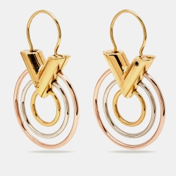 Pre Owned Louis Vuitton Essential V  Three Tone Earrings