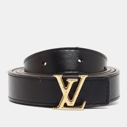 Pre Owned Louis Vuitton Black Monogram Canvas and Leather LV Iconic Reversible Belt 85CM