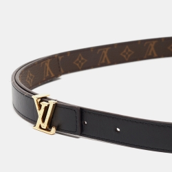 Pre Owned Louis Vuitton Black Monogram Canvas and Leather LV Iconic Reversible Belt 85CM
