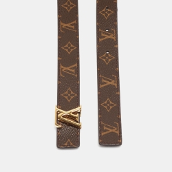 Pre Owned Louis Vuitton Black Monogram Canvas and Leather LV Iconic Reversible Belt 85CM