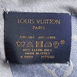 Pre Owned Louis Vuitton Bleu Clair Monogram Silk & Wool Denim Shawl