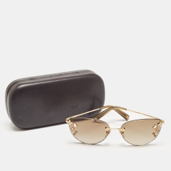 Pre Owned Louis Vuitton Brown/Gold Desmayo Rimless Sunglasses