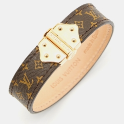 مملوكة مسبقًا Louis Vuitton Nano Monogram Coated Canvas Gold Plated Bracelet