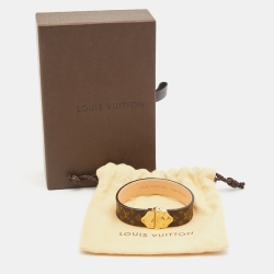 مملوكة مسبقًا Louis Vuitton Nano Monogram Coated Canvas Gold Plated Bracelet