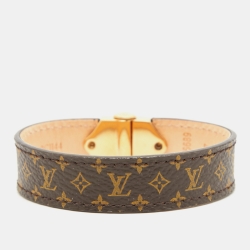 مملوكة مسبقًا Louis Vuitton Nano Monogram Coated Canvas Gold Plated Bracelet