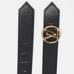 Pre Owned Louis Vuitton Black Monogram Canvas LV Circle Reversible Belt 75CM