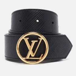 Pre Owned Louis Vuitton Black Monogram Canvas LV Circle Reversible Belt 75CM