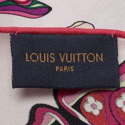 Pre Owned Louis Vuitton Pink Carre World Of Love Butterfly Silk Square Scarf