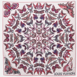 Pre Owned Louis Vuitton Pink Carre World Of Love Butterfly Silk Square Scarf