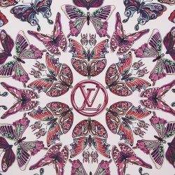 Pre Owned Louis Vuitton Pink Carre World Of Love Butterfly Silk Square Scarf