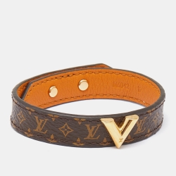Louis Vuitton Essential V Monogram Canvas Gold Tone Bracelet