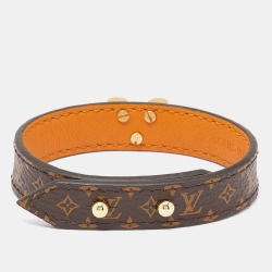 Louis Vuitton Essential V Monogram Canvas Gold Tone Bracelet