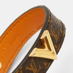 Louis Vuitton Essential V Monogram Canvas Gold Tone Bracelet