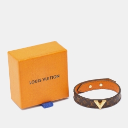 Louis Vuitton Essential V Monogram Canvas Gold Tone Bracelet