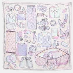 Pre Owned Louis Vuitton Pink Monogram Travel Kit Print Silk Square Scarf