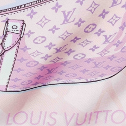 Pre Owned Louis Vuitton Pink Monogram Travel Kit Print Silk Square Scarf