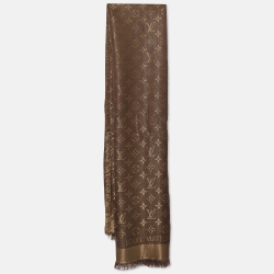 مملوكة مسبقًا Louis Vuitton Brown Monogram Silk Blend Shine Shawl