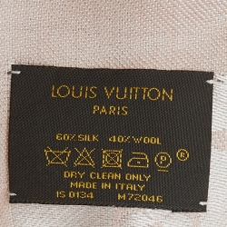 Pre Owned Louis Vuitton Pink Monogram Silk & Wool Denim Shawl