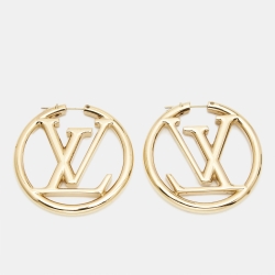 مملوكة مسبقًا Louis Vuitton Louise Gold Tone Hoop Earrings