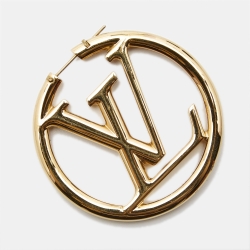 مملوكة مسبقًا Louis Vuitton Louise Gold Tone Hoop Earrings