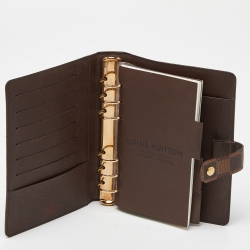Pre Owned Louis Vuitton Damier Ebene Canvas Medium Ring Agenda Cover