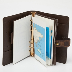 Pre Owned Louis Vuitton Damier Ebene Canvas Medium Ring Agenda Cover