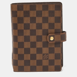 Pre Owned Louis Vuitton Damier Ebene Canvas Medium Ring Agenda Cover