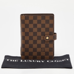 Pre Owned Louis Vuitton Damier Ebene Canvas Medium Ring Agenda Cover