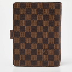 Pre Owned Louis Vuitton Damier Ebene Canvas Medium Ring Agenda Cover