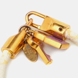 Pre Owned Louis Vuitton Luck It Canvas & Gold Tone Charm Bracelet