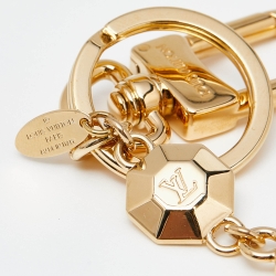 Pre Owned Louis Vuitton Gold Tone LV Facettes Bag Charm & Key Holder