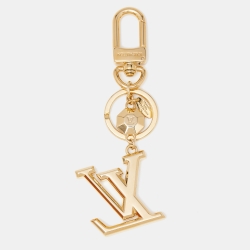 Pre Owned Louis Vuitton Gold Tone LV Facettes Bag Charm & Key Holder