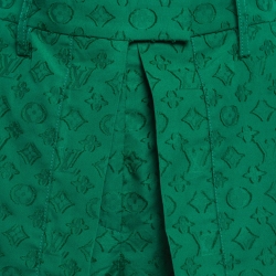 Pre Owned Louis Vuitton Green Textured Jacquard Draped Shorts S