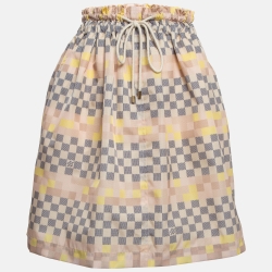 Pre Owned Louis Vuitton Pink Pixel Damier Nylon Short Skirt S