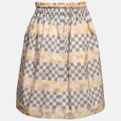 Pre Owned Louis Vuitton Pink Pixel Damier Nylon Short Skirt S