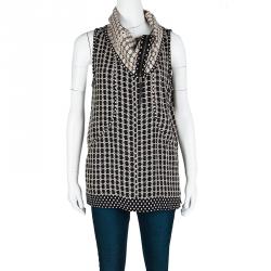 Louis Vuitton Black Printed High Neck Zip Detail Sleeveless Top M
