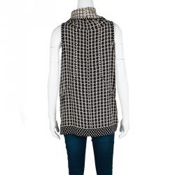 Louis Vuitton Black Printed High Neck Zip Detail Sleeveless Top M
