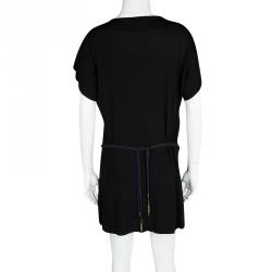 Louis Vuitton Black Draped Tie Detail Jersey Dress XS