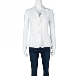 Pre Owned Louis Vuitton White Textured Blazer S