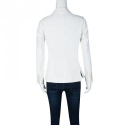 Pre Owned Louis Vuitton White Textured Blazer S