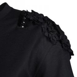 Louis Vuitton Black Cotton Embellished Shoulder Detail T-Shirt M