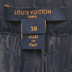 Pre Owned Louis Vuitton Blue Monogram Satin Trousers M
