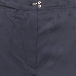 Pre Owned Louis Vuitton Blue Monogram Satin Trousers M