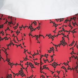 Louis Vuitton Red Jacquard Lace Print Pants M
