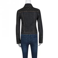 Louis Vuitton Black Monogram Shoulder Patch Detail Denim Jacket S