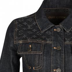 Louis Vuitton Black Monogram Shoulder Patch Detail Denim Jacket S