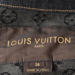 Louis Vuitton Black Monogram Shoulder Patch Detail Denim Jacket S