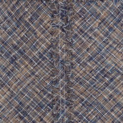 Louis Vuitton Tan and Blue Textured Fringed Pencil Skirt L