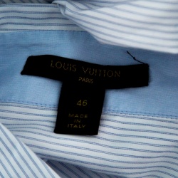 Louis Vuitton Blue and White Striped Cotton Drop Waist Tie Detail Shirt Dress XL
