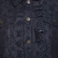 Louis Vuitton Indigo Monogram Eyelet Embroidered Denim Short Sleeve Shirt M